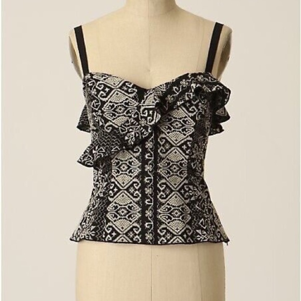 Anna Sui for Anthropologie Needlepoint Embroidered Corset Bustier Top size 4 NWT